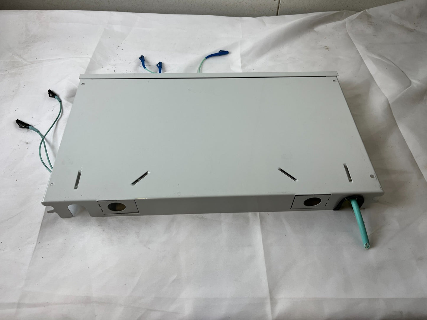12 Port LC Duplex Fiber Optic Patch Panel Rack Mount OM3 Aqua MMF Used SPare