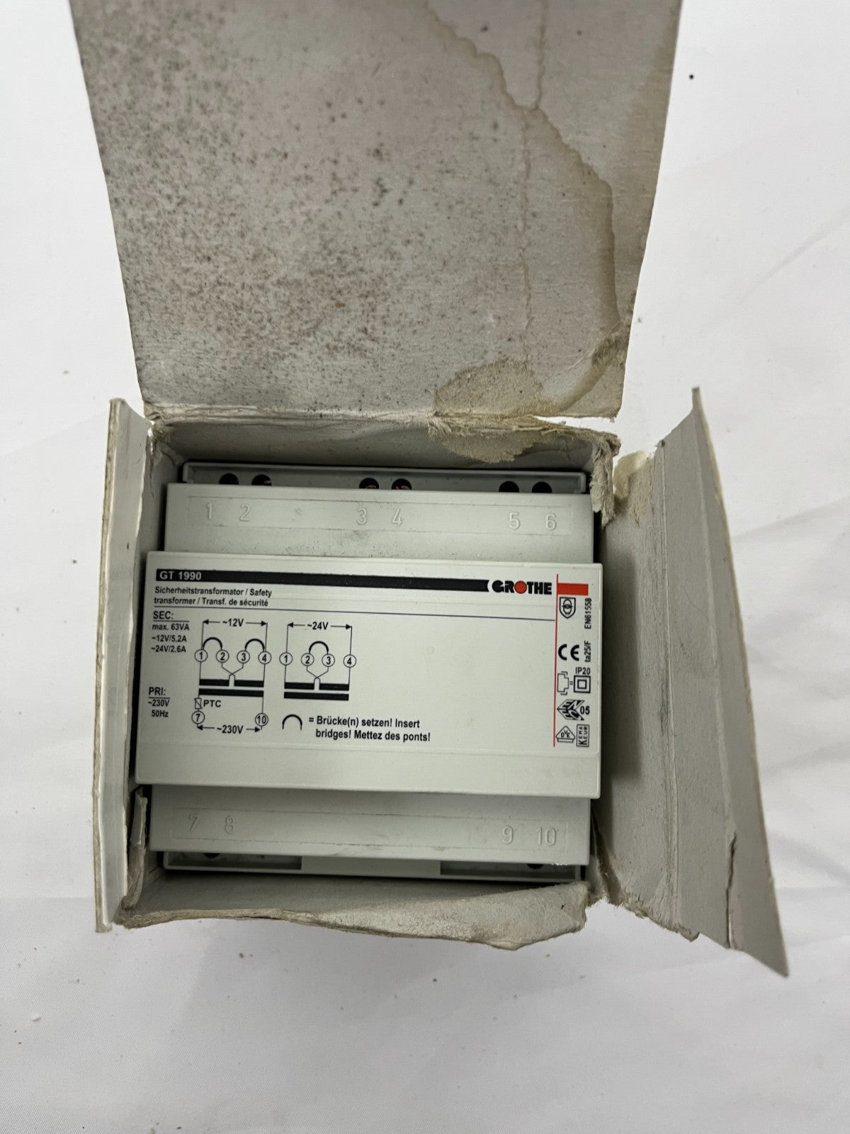 Grothe GT 1990 Safety Transformer 12/24V 5.2/2.6A Model 14160 New Open Box
