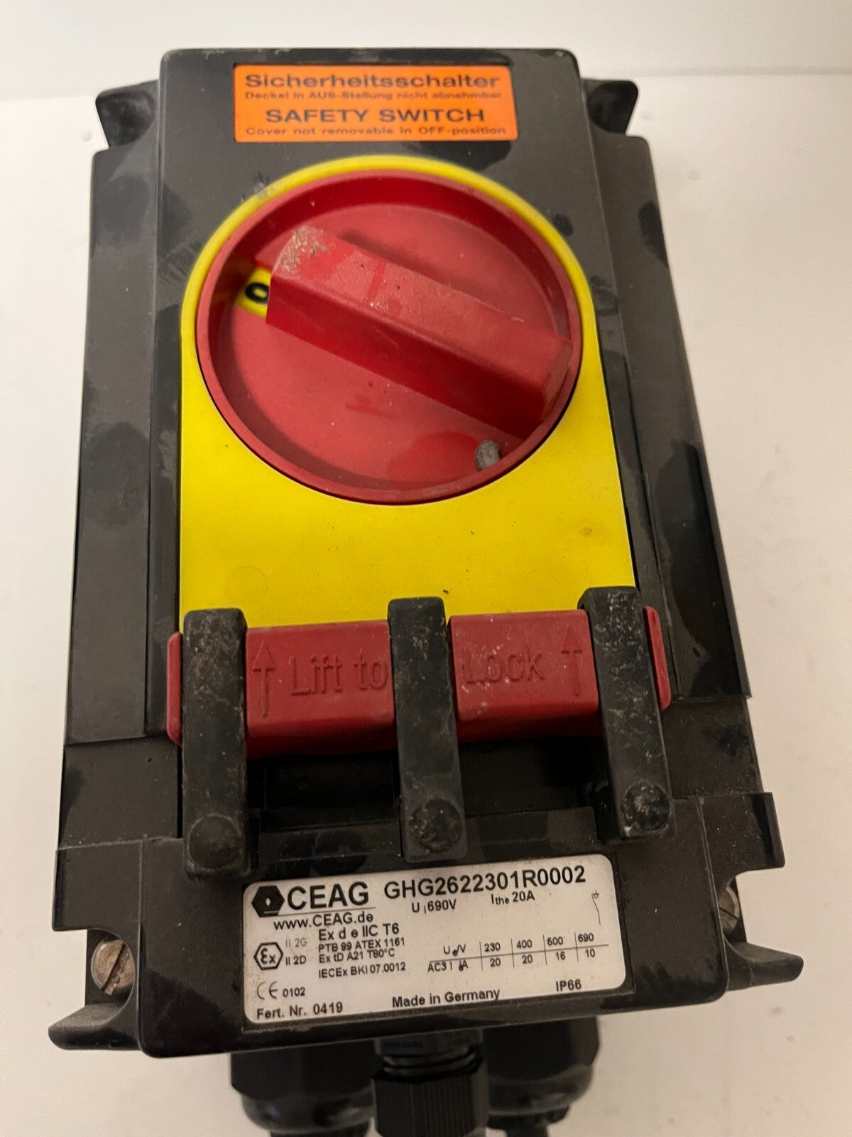 CEAG GH2622301R0002 Safety Switch, 20A, Used, Tested - Fully Working
