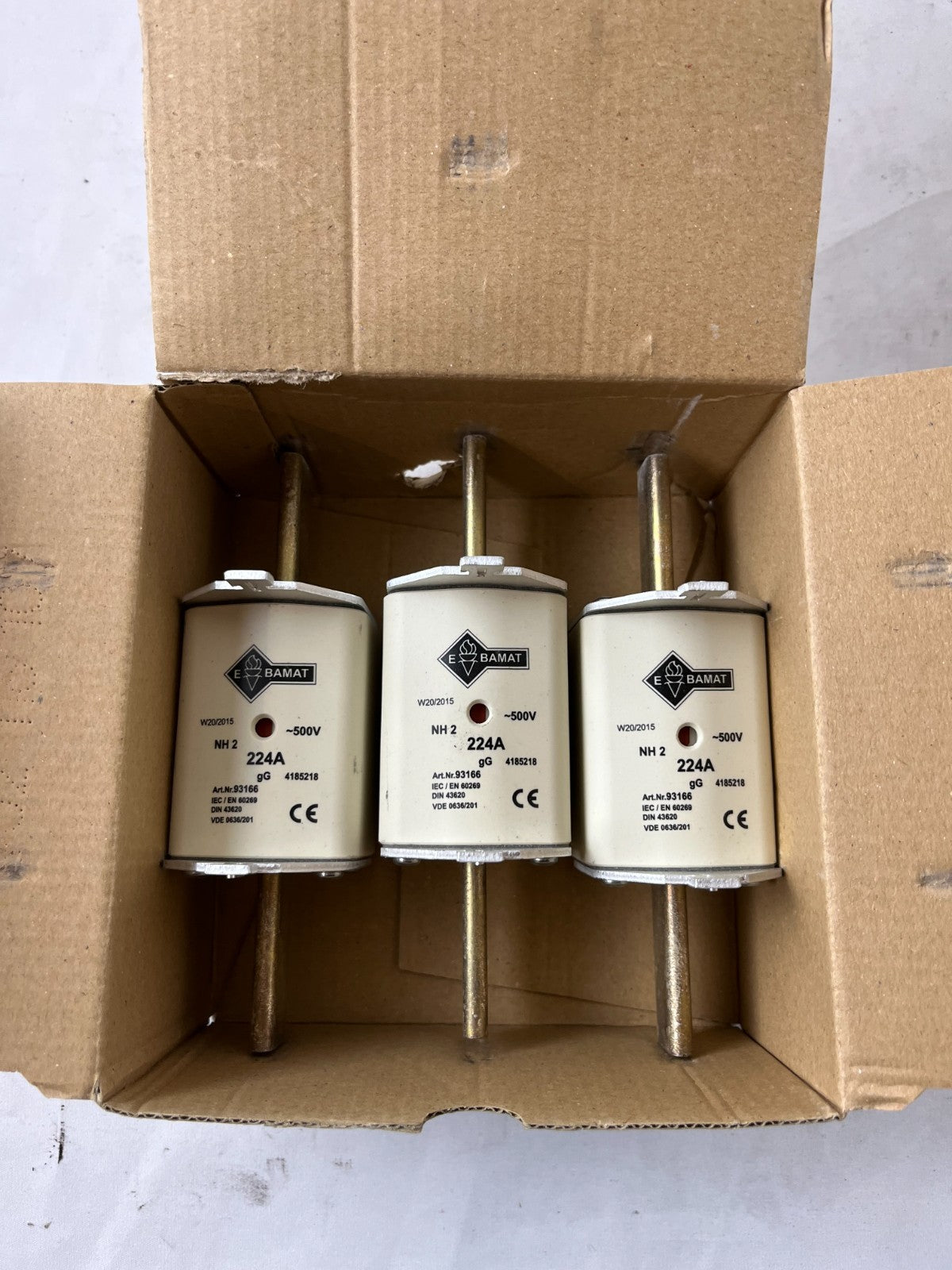 NH2 Fuse 224A 500V gG Bals Bamat 93166 3pcs New In Box Spares