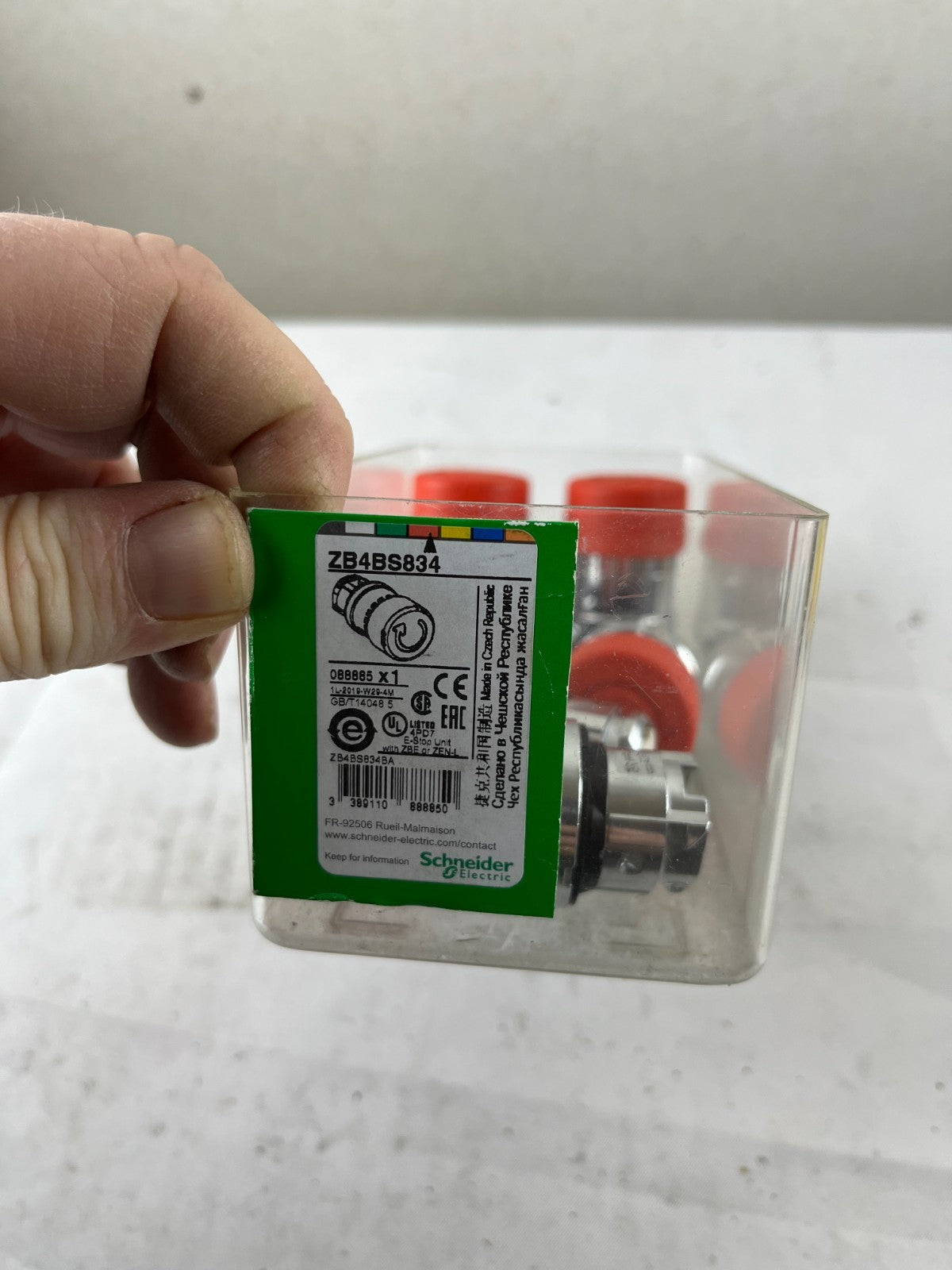 6x Schneider Electric ZB4BS834 Harmony XB4 Red 30 mm E‑Stop Turn‑to‑Release