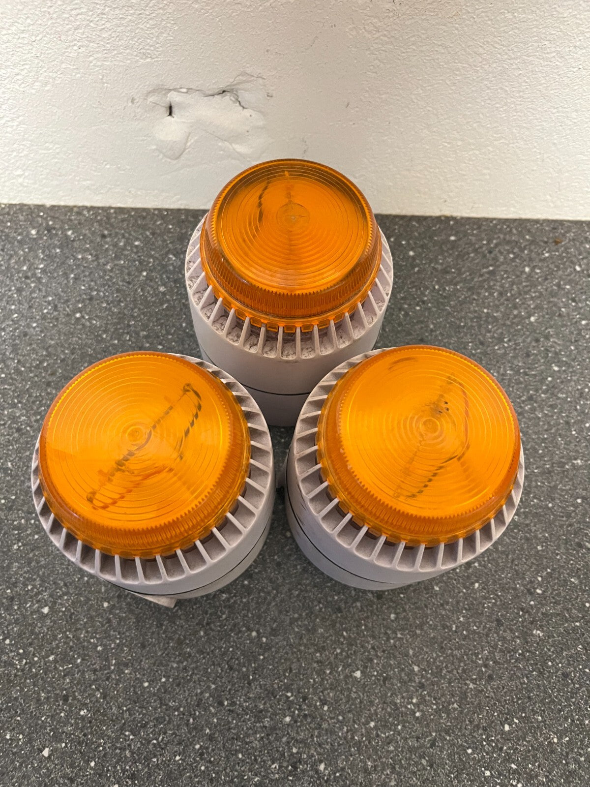 Bundle of 3 Industrial Amber Signal Warning Lights - Tested & Working