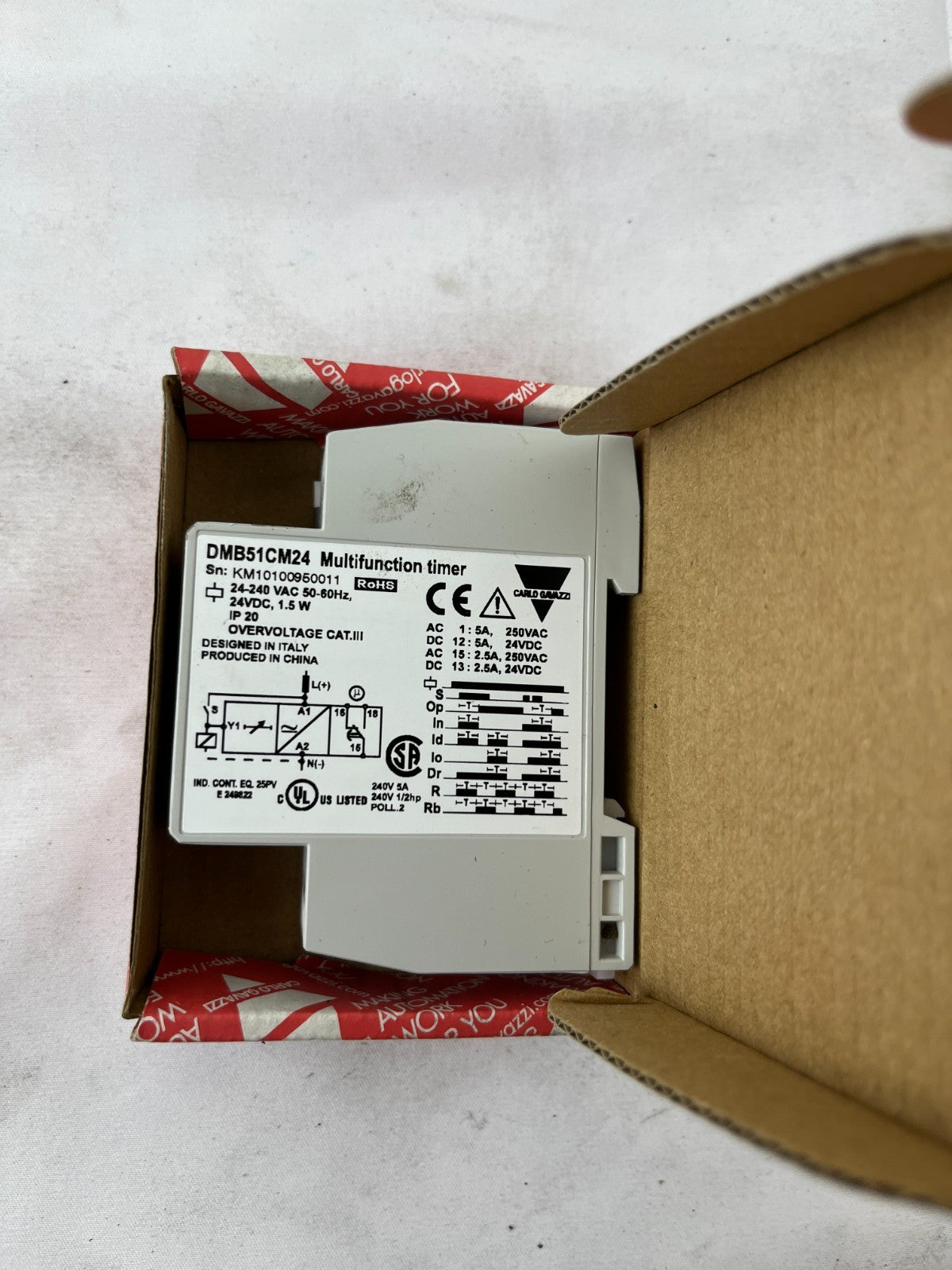 Carlo Gavazzi DMB51CM24 Multifunction Timer Relay 24-240VAC/DC New in Box