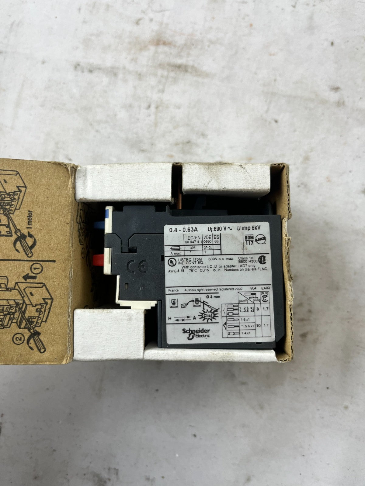 Schneider Electric TeSys LRD04 0.4–0.63A Thermal Overload Relay New in Box