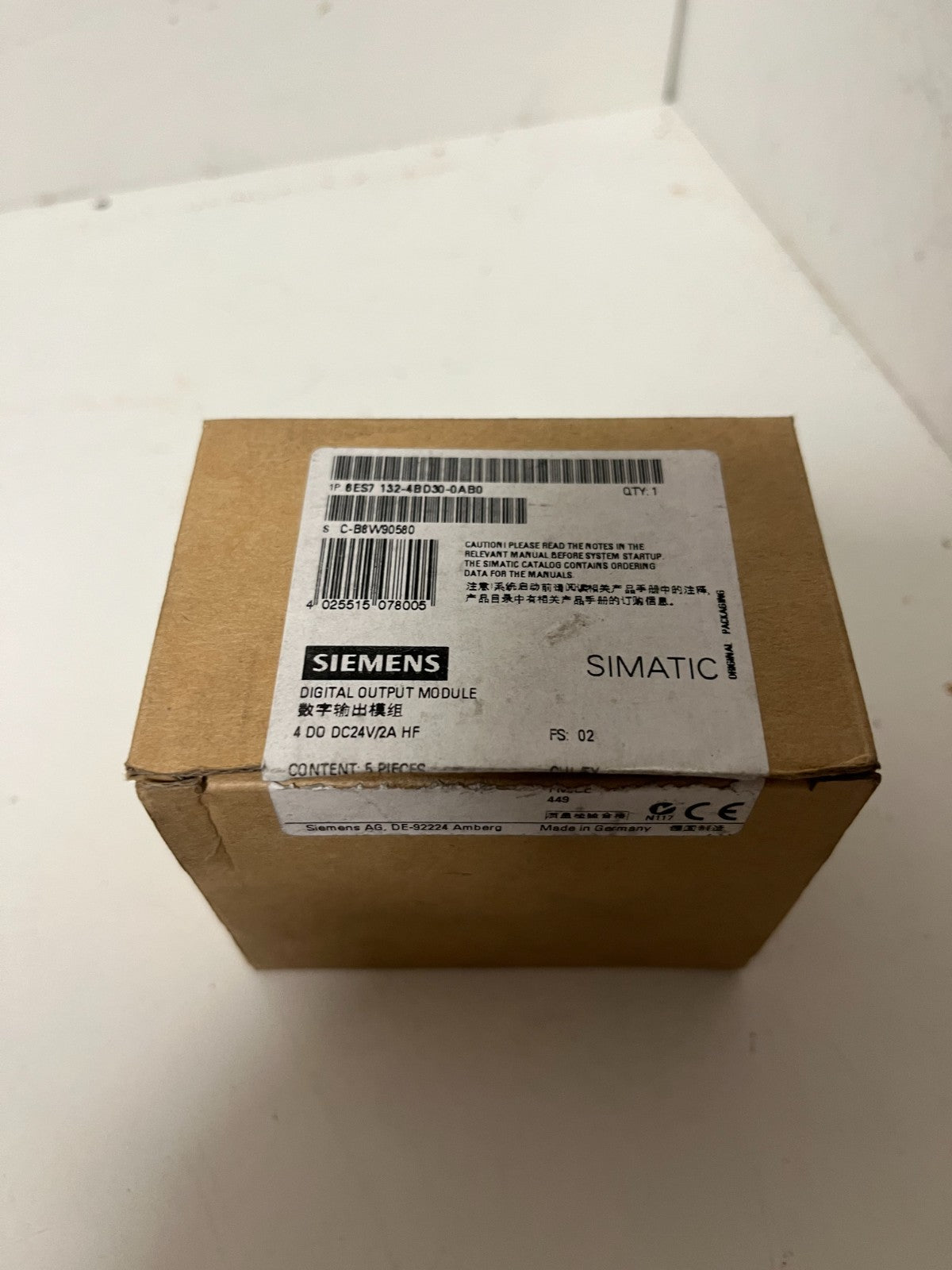 Siemens 6ES7 132-4BD30-0AB0 Digital Output Module 4DO DC24V 2A HF Lot of 5 New