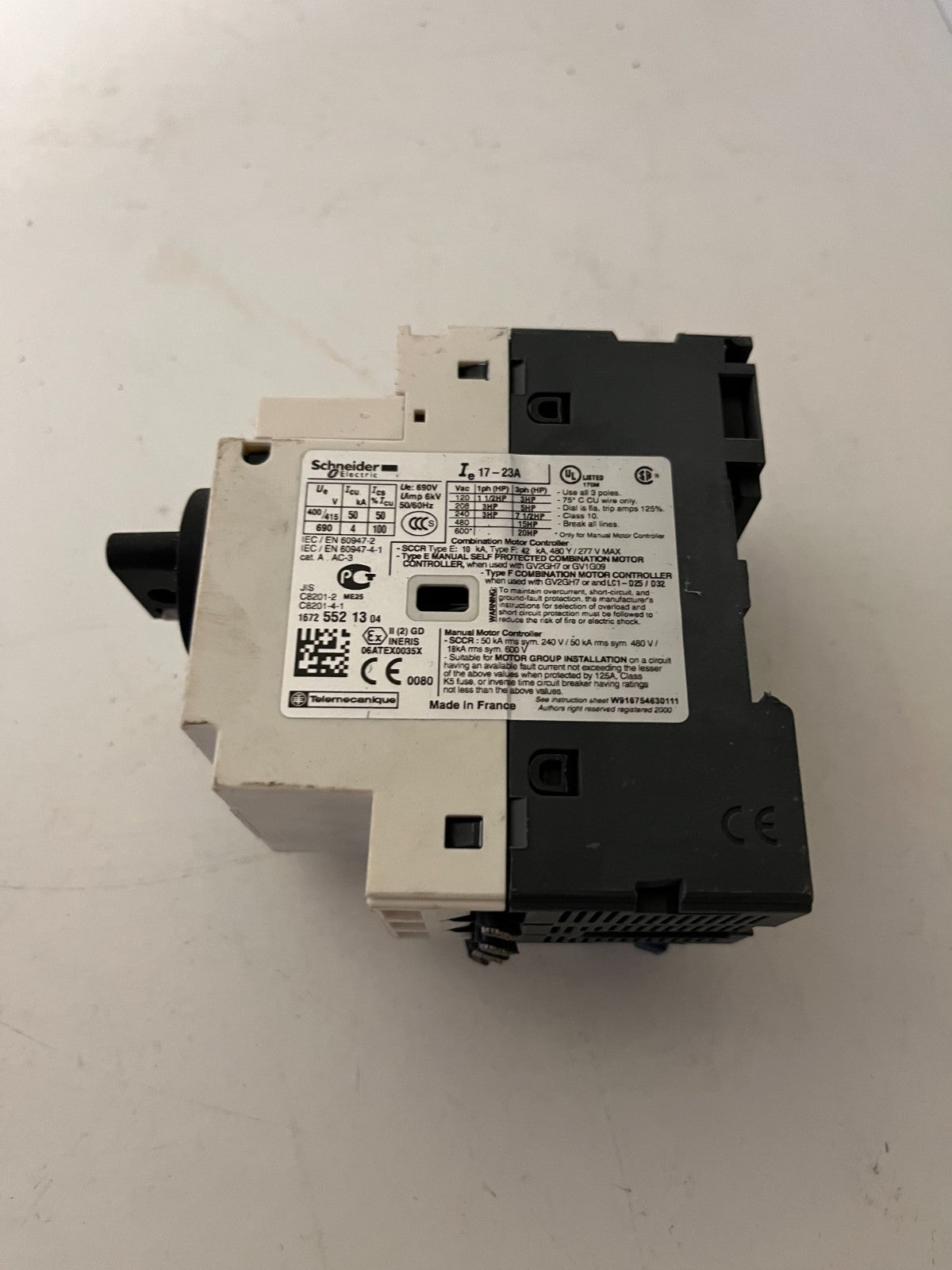 Schneider Electric GV2-P21 Motor Circuit Breaker 17–23A TeSys GV2 Manual Starter
