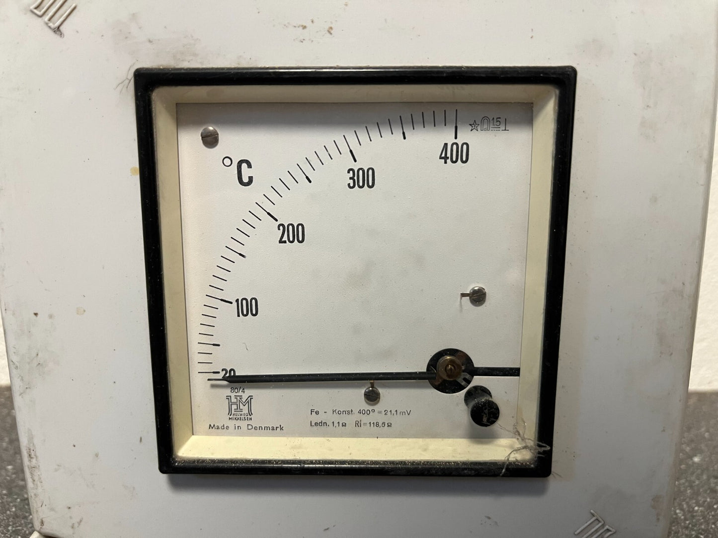 Vintage H. Helweg Mikkelsen Industrial Analog Temperature Gauge 0-400°C Denmark