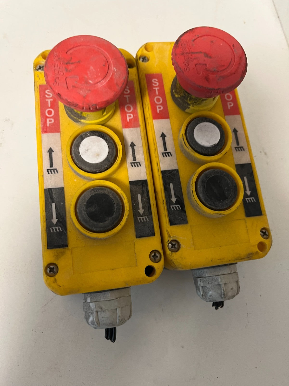Pendant Control Stations 2x – Up/Down + Emergency Stop, Used Working Lot