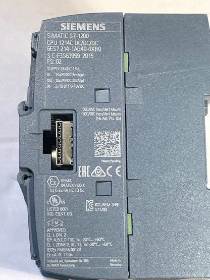Siemens SIMATIC S7-1200 CPU 1214C 6ES7214-1AG40-0XB0 DC/DC/DC PLC Used Working