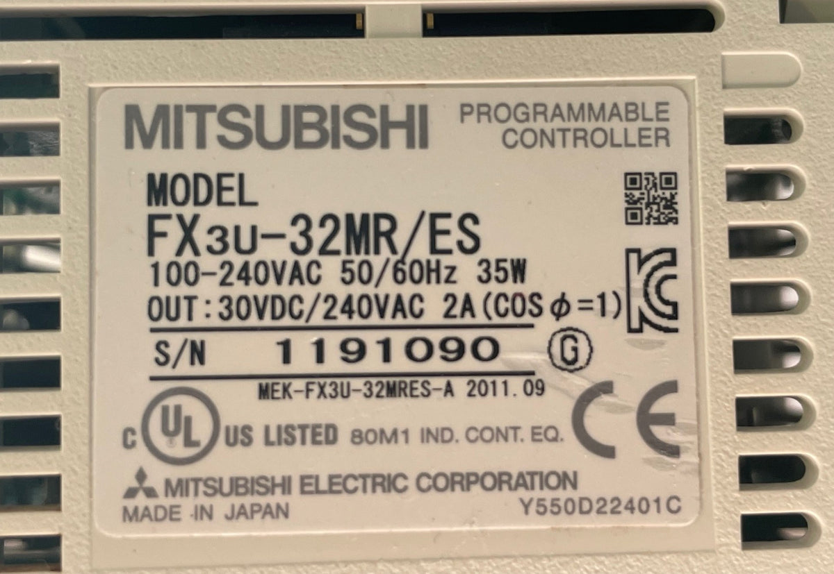 Mitsubishi MELSEC FX3U-32MR/ES Programmable Logic Controller PLC – Used / Tested