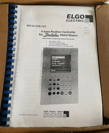 ELGO Electric P9724-024-102 4-Axis Position Controller for Baukal Metal Shears – New / Unused