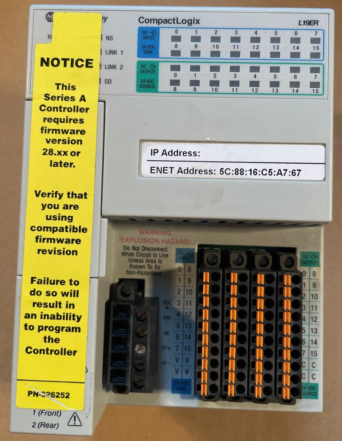 Allen-Bradley 1769-L19ER-BB1B CompactLogix L19 1MB PLC Controller – Used