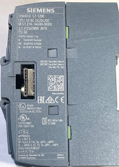 Siemens SIMATIC S7-1200 CPU 1214C 6ES7214-1AG40-0XB0 DC/DC/DC PLC Used Working