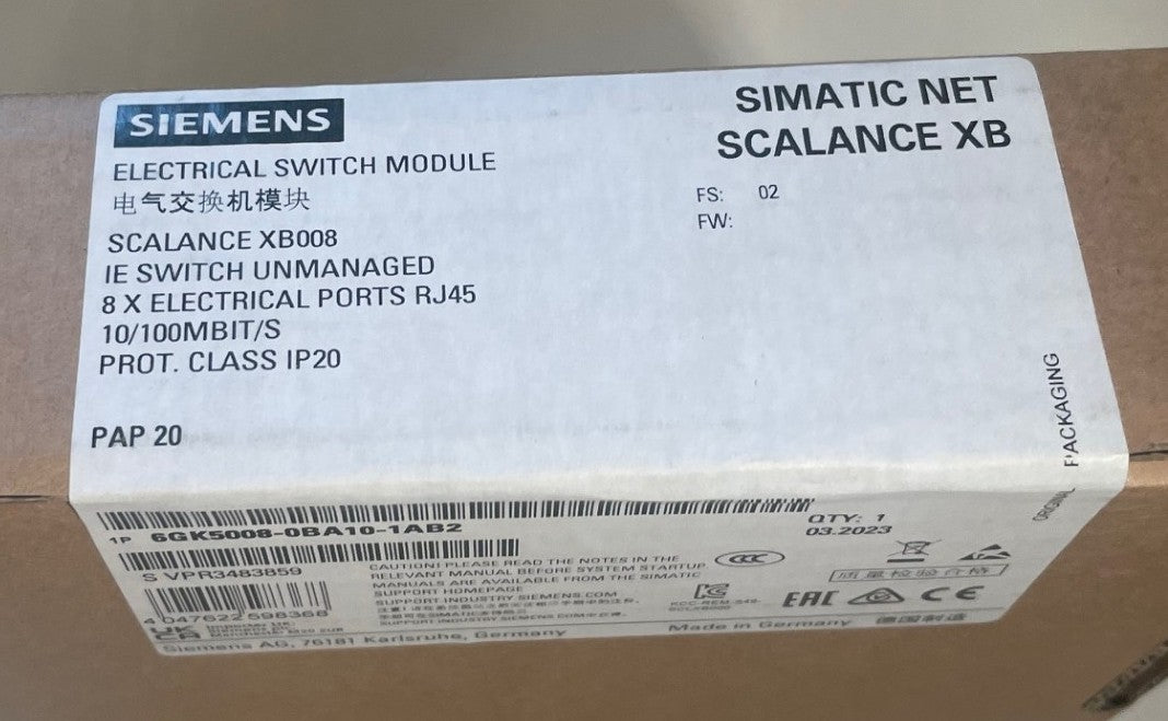 Siemens SCALANCE XB008 6GK5008-0BA10-1AB2 new industrial Ethernet switch