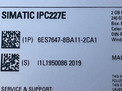 Siemens SIMATIC IPC227E Nanobox PC 6ES7647-8BA11-2CA1 – Used / Tested