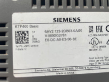 Siemens SIMATIC HMI KTP400 Basic 4.3 inch touchscreen operator panel