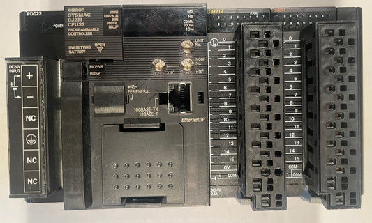 Omron CJ2M-CPU32 PLC System with EtherNet/IP, CJ1W-PD022, OD212 & ID211 – Used