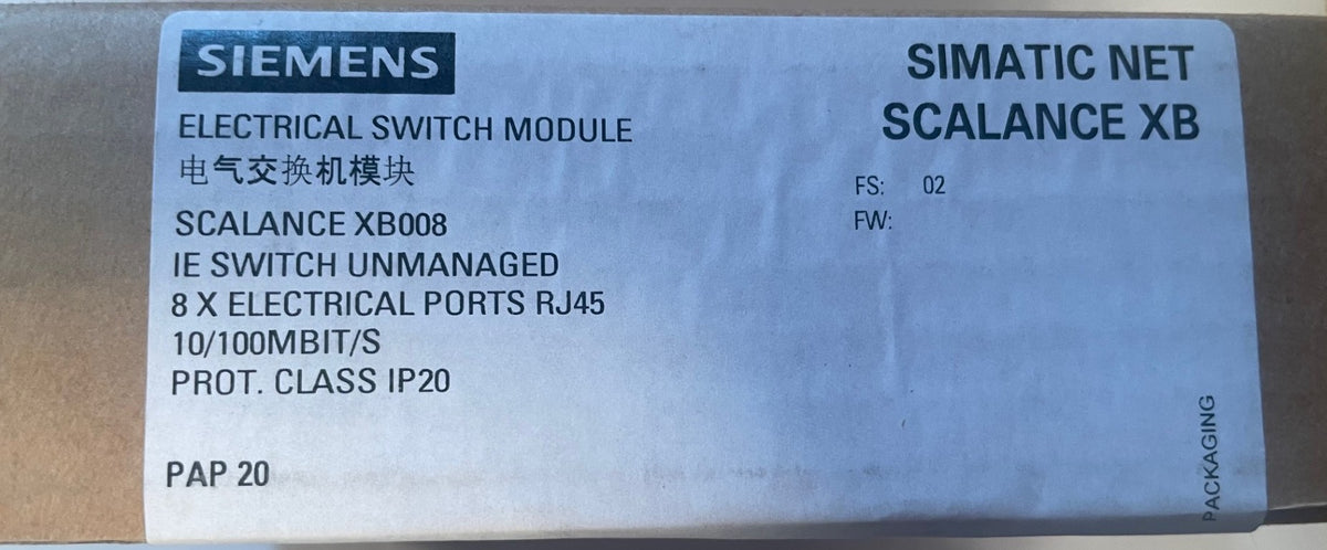 Siemens SCALANCE XB008 6GK5008-0BA10-1AB2 new industrial Ethernet switch