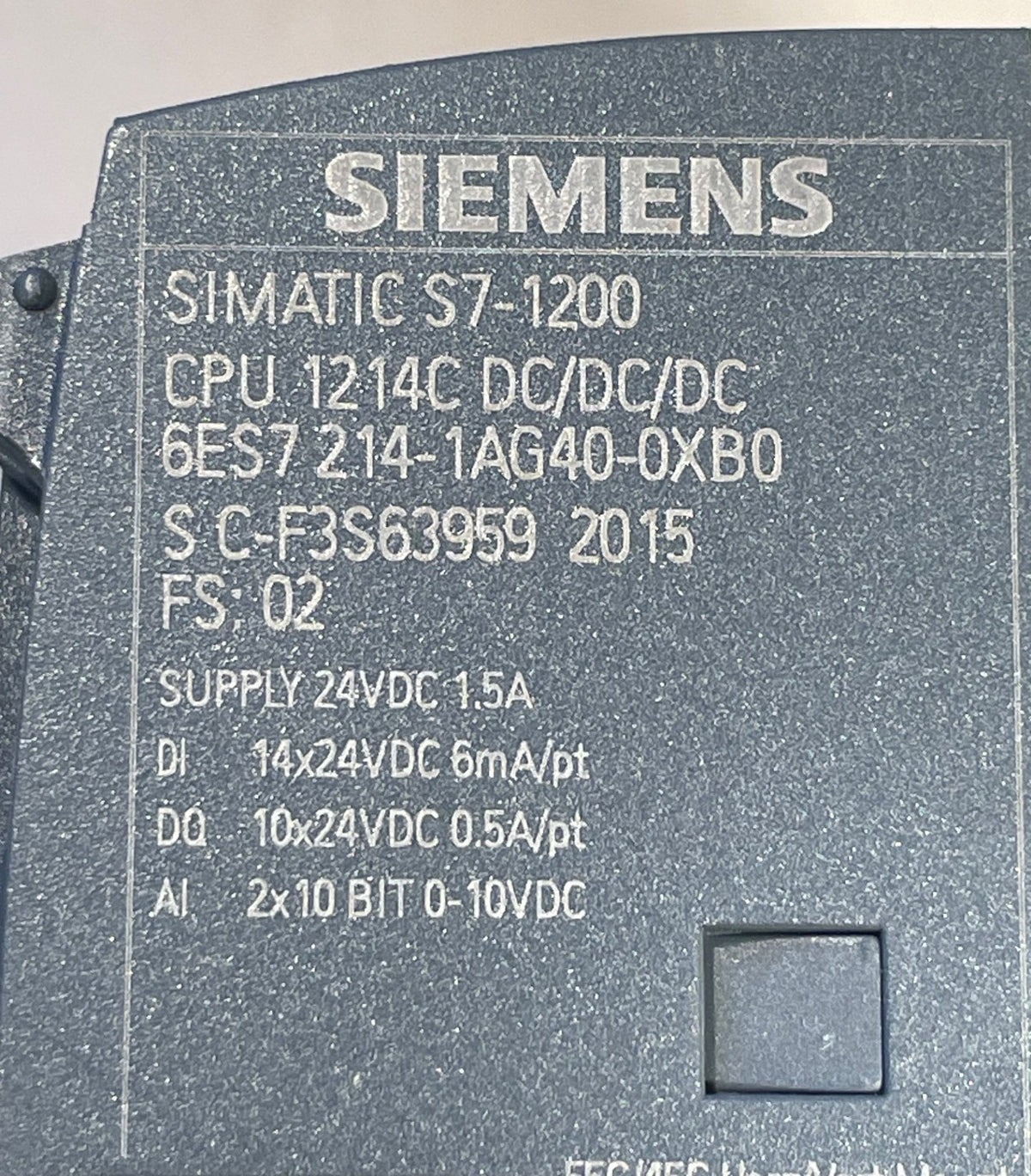 Siemens SIMATIC S7-1200 CPU 1214C 6ES7214-1AG40-0XB0 DC/DC/DC PLC Used Working