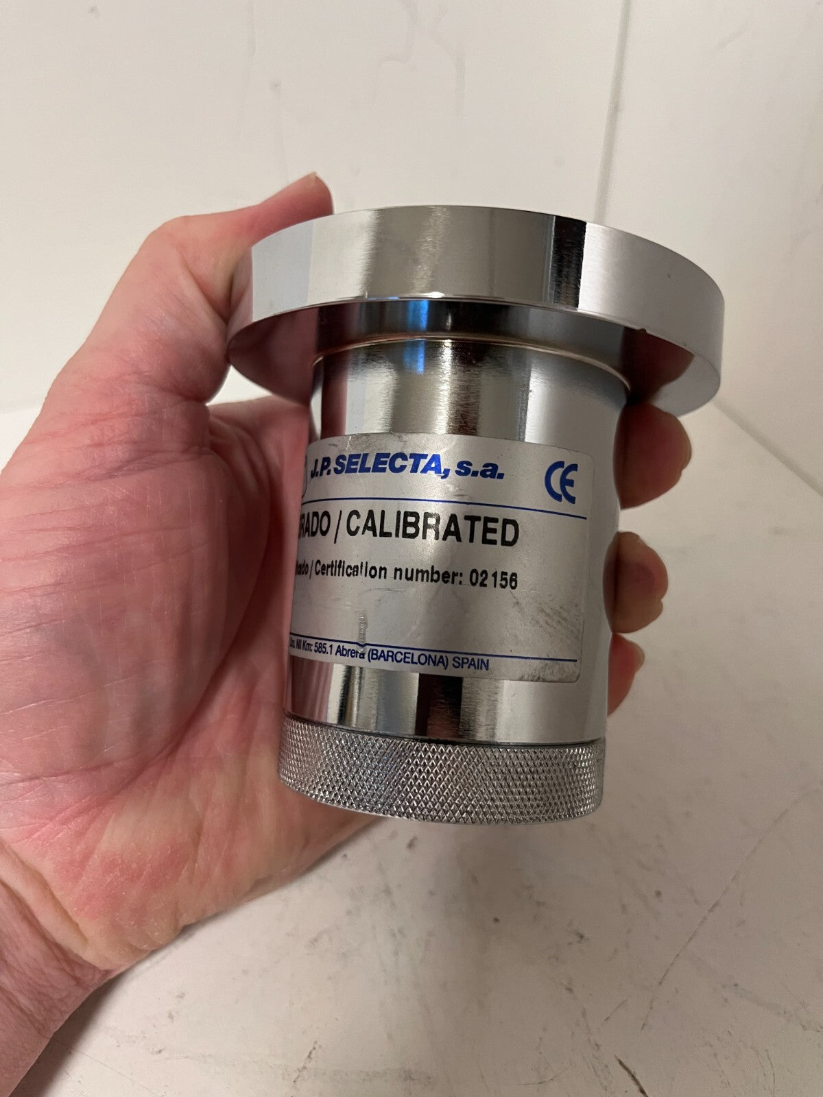 J.P. Selecta Calibrated Reference Vessel Stainless Cert 02158 Lab Hardly Used