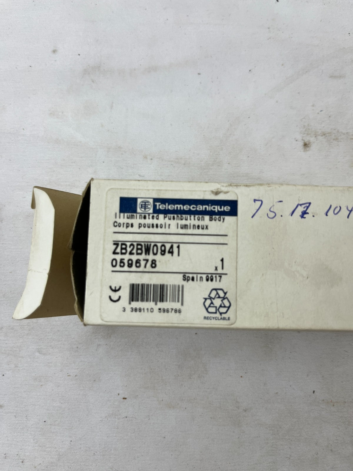 Telemecanique ZB2BW0941 Illuminated Pushbutton Green 1NO New NOS Spare Unit