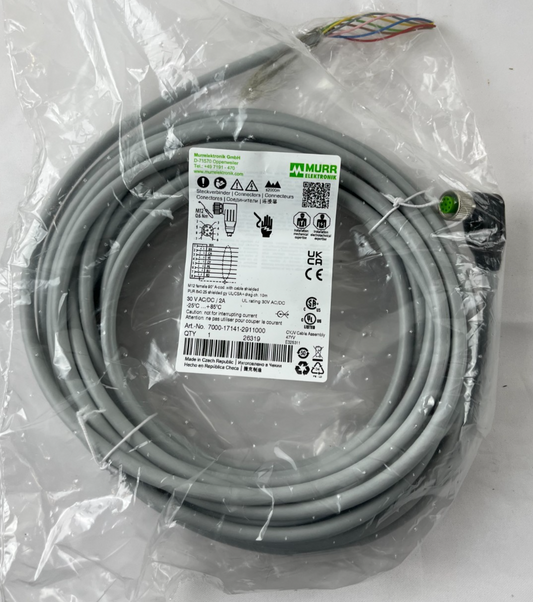 Murr Elektronik 7000-17141-2911000 M12 8-Pin Female 90° Shielded Cable 10m PUR