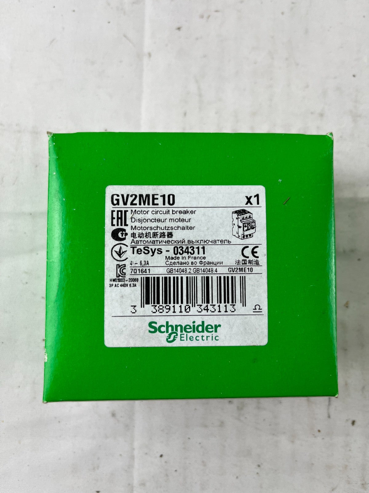 Schneider Electric GV2ME10 TeSys GV2 Motor Circuit Breaker 4–6.3A New in Box