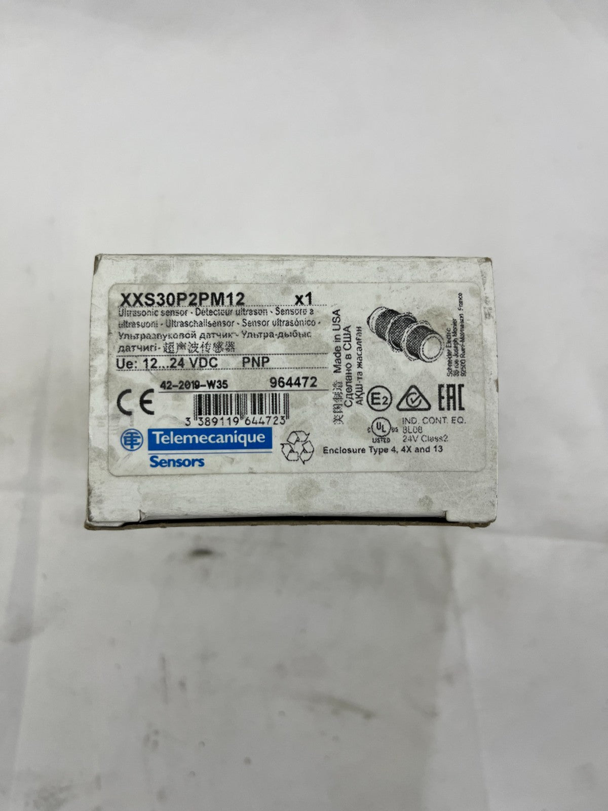 Telemecanique XXS30P2PM12 Ultrasonic Sensor M30 PNP 2m Range 12–24VDC New In Box