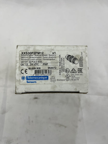 Telemecanique XXS30P2PM12 Ultrasonic Sensor M30 PNP 2m Range 12–24VDC New In Box