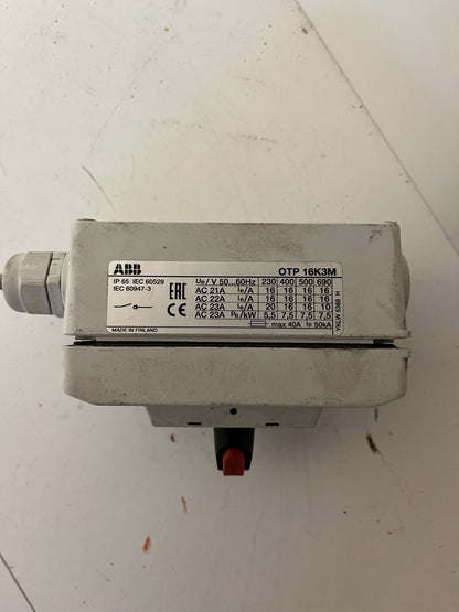ABB OTP-16K3M Motor Protection Switch, IP65 - Tested, Used, Spare Part