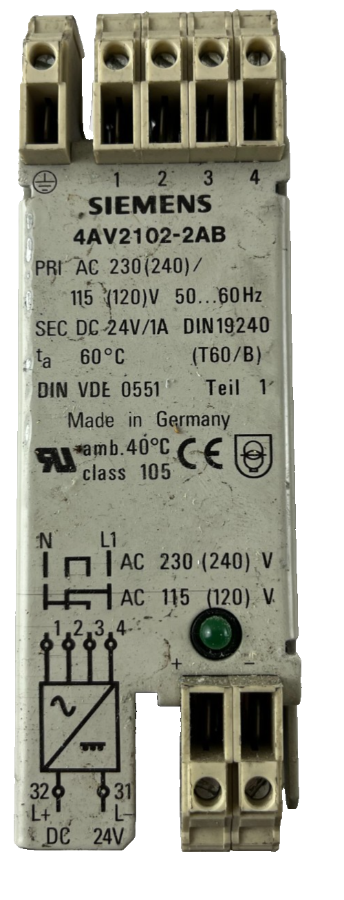 Siemens 4AV2102-2AB Power Supply 24V DC 1A 115/230V AC DIN Rail Used Spare Unit
