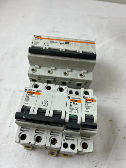 Merlin Gerin Multi9 C32L C60N DPN N Breaker Lot 4pcs 230/400V Used Spare Units