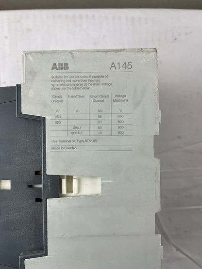 ABB A145-30 Power Contactor 3-Pole 250A AC-1 110–120V Coil With A145 Base Used