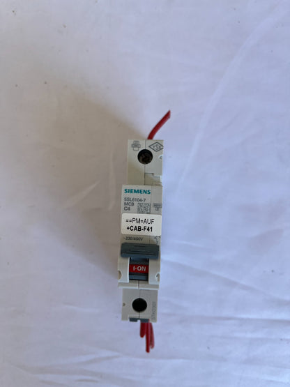 Siemens 5SL6104-7 MCB C4 1-Pole 4A 230/400V Used Spare Unit Relay
