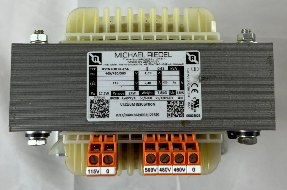 Michael Riedel RSTN 630 UL‑CSA Transformer 460/480/500V To 115V 630VA Used Spare