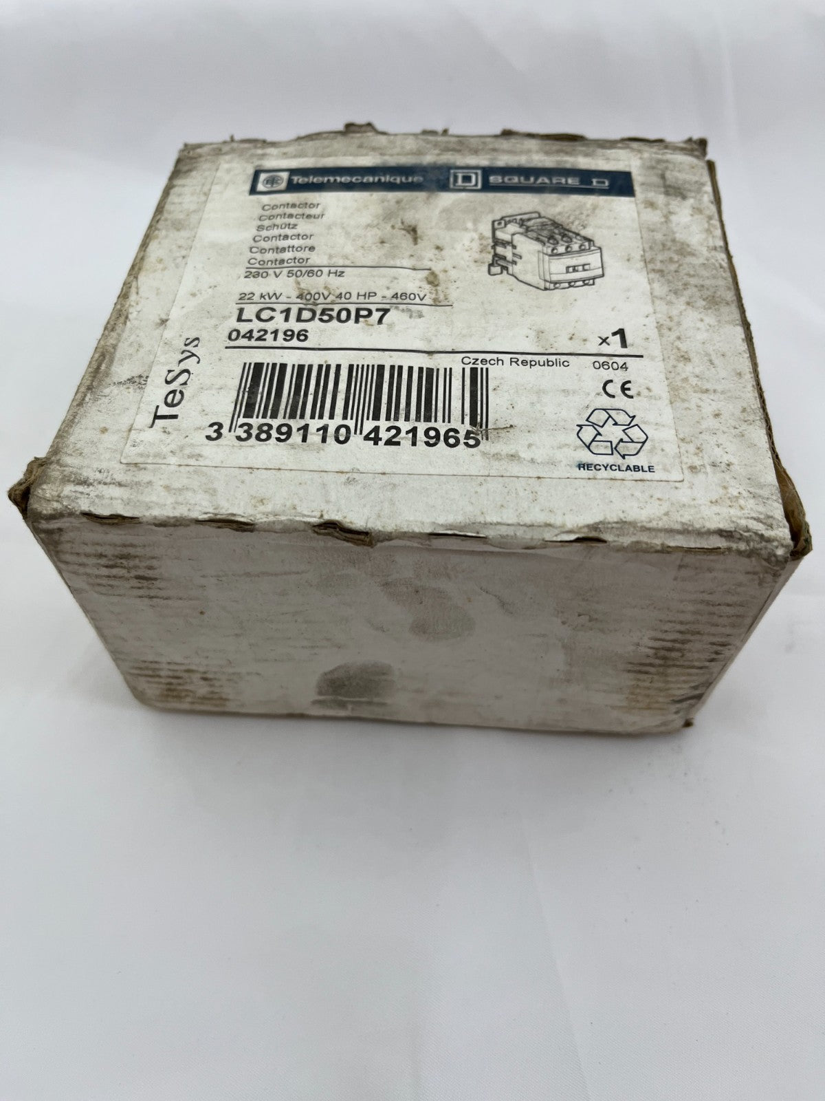 Telemecanique LC1D50P7 Contactor Square D 50A 3-Pole 230V AC New Open Box