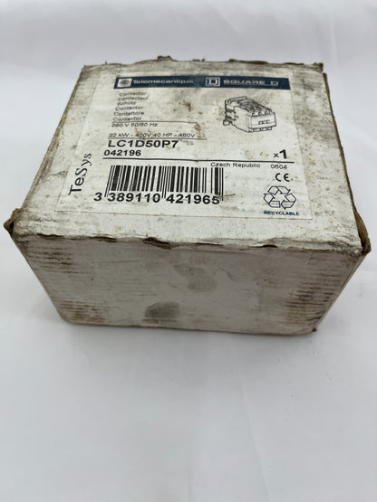 Telemecanique LC1D50P7 Contactor Square D 50A 3-Pole 230V AC New Open Box