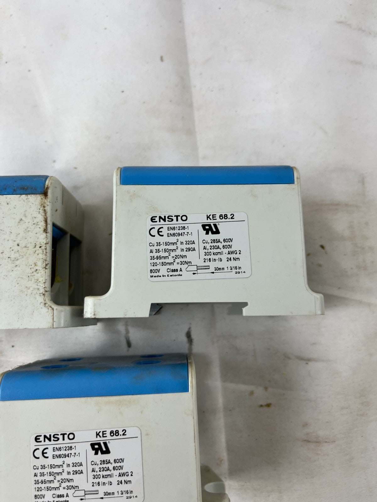 Lot of 3 Ensto KE 68.2 Distribution Terminal Blocks 320A 800V Cu/Al Power Connec