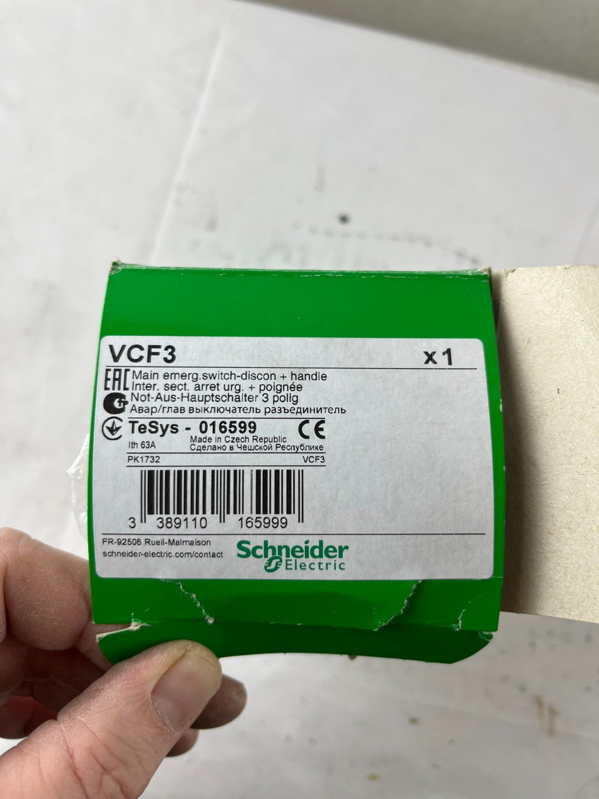 Schneider TeSys VCF3 016599 3‑Pole 63A Emergency Stop Switch Disconnector New