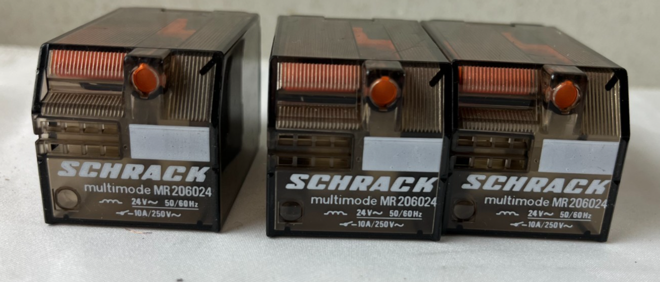 Schrack MR206024 Multimode Relay 24V AC 10A Octal – Lot of 3 Used Spare Units