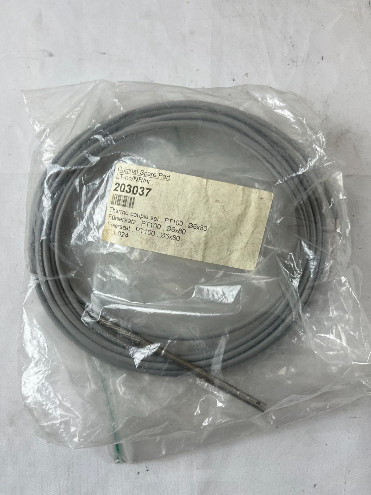 PT100 Temperature Sensor Probe Ø6x80mm 5m Cable Industrial RTD New Unit