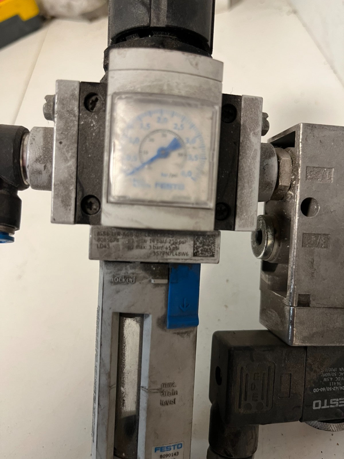 Festo Pneumatic Filter Regulator & Solenoid Valve Assembly – Used Working