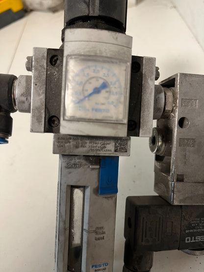 Festo Pneumatic Filter Regulator & Solenoid Valve Assembly – Used Working