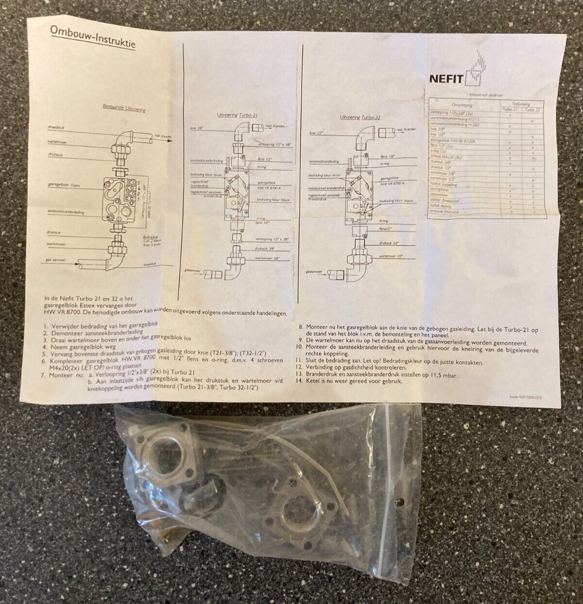 NEFIT Boiler Conversion Kit - Spare Parts for Turbo 21/32 Models HW VR 8700A