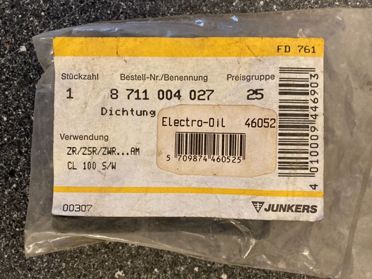 Junkers Bosch Boiler Seal Gasket PN: 8711004027 - NOS Original ZR/ZSR/ZWR