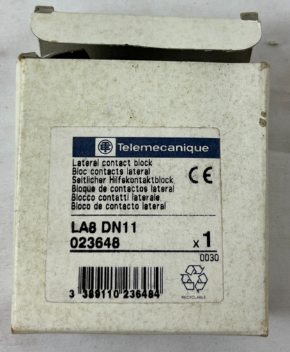 Telemecanique LA8 DN11 Auxiliary Contact Block 023648 Contactor Accessory New