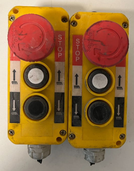 Pendant Control Stations 2x – Up/Down + Emergency Stop, Used Working Lot
