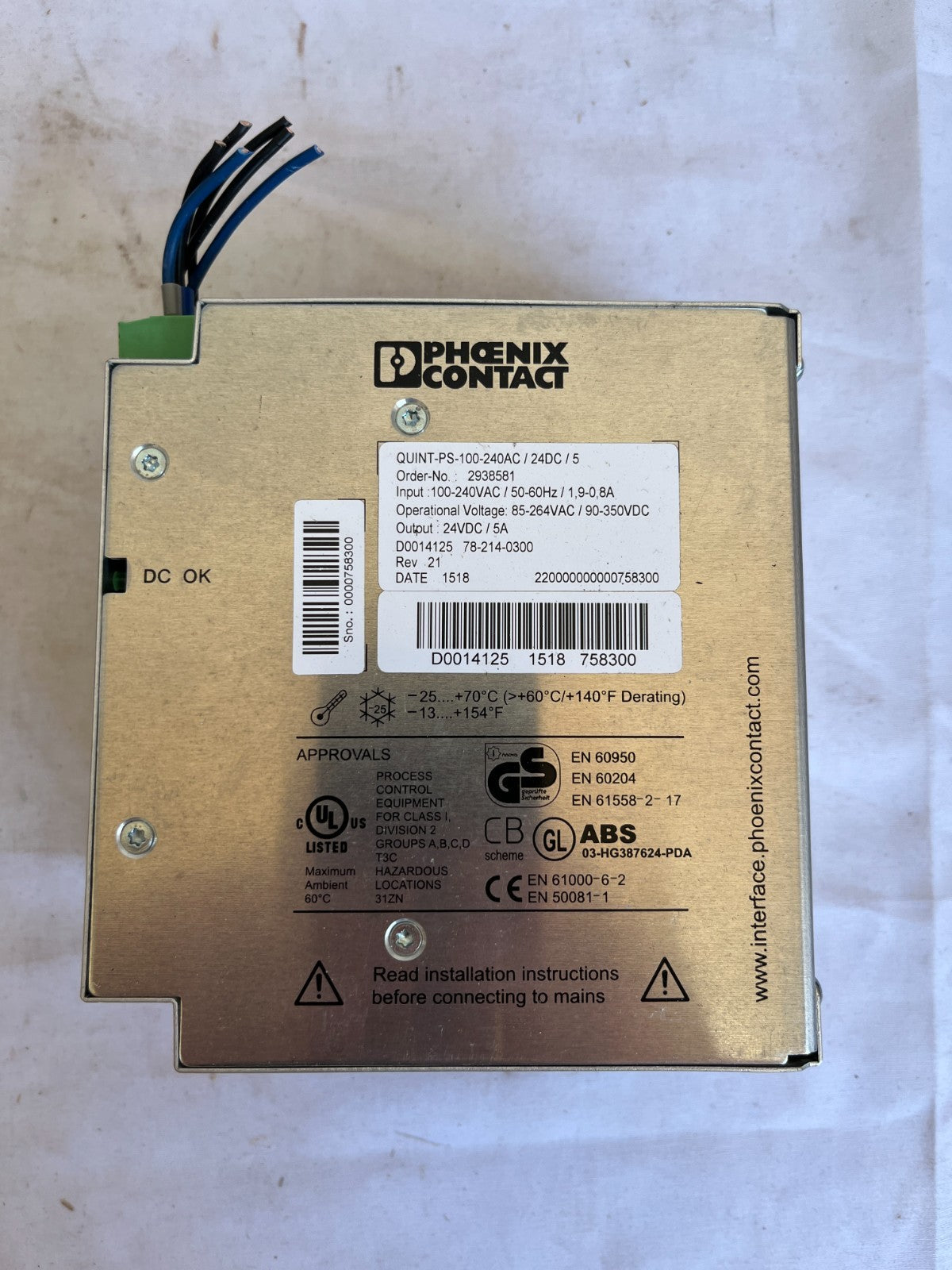 Phoenix Contact QUINT-PS-100-240AC/24DC/5 Power Supply 24V 5A Used Working Fine