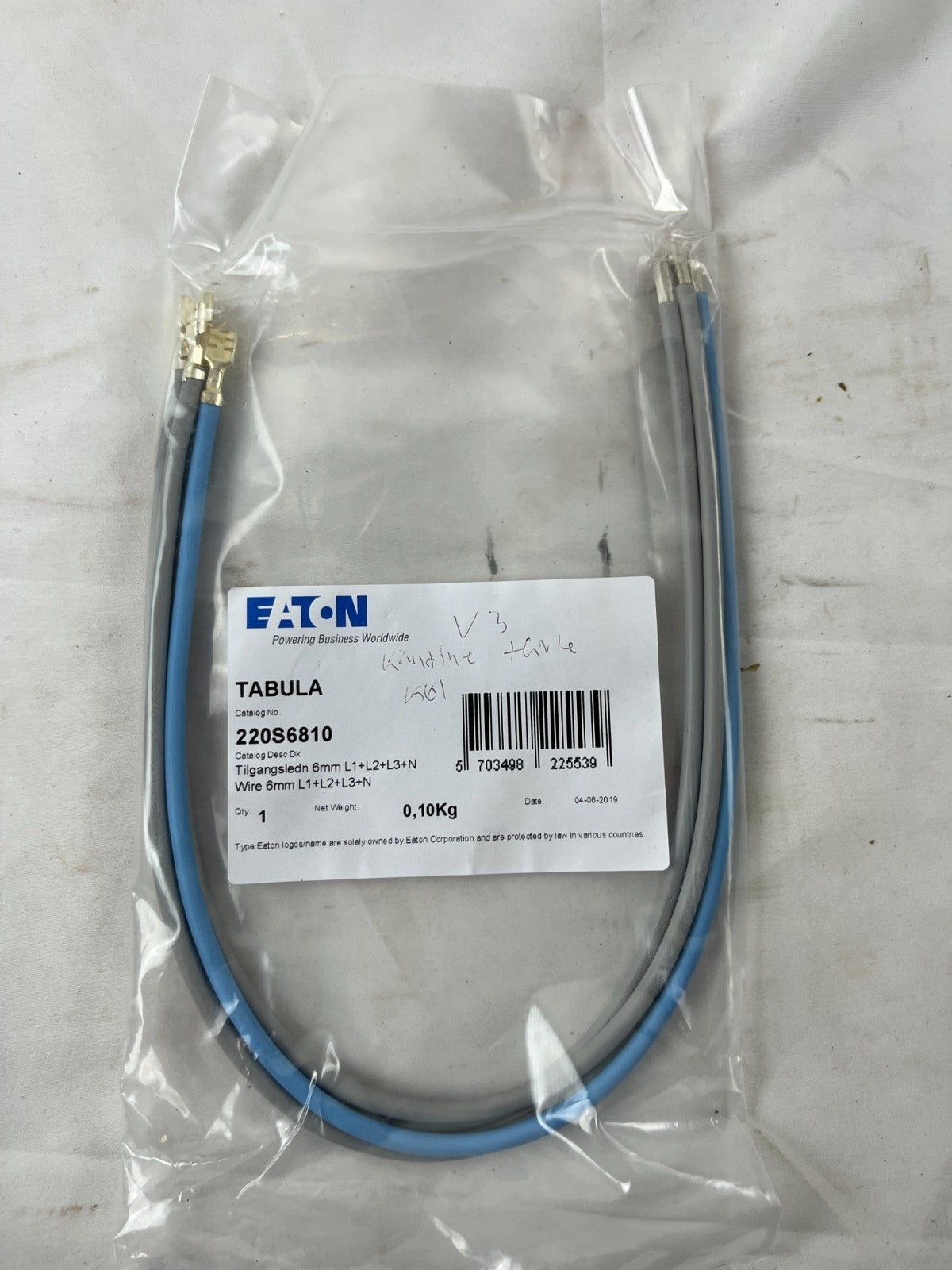 Eaton 220S6810 Tabula Feed Cable 6mm² L1+L2+L3+N 480mm New Spare Unit