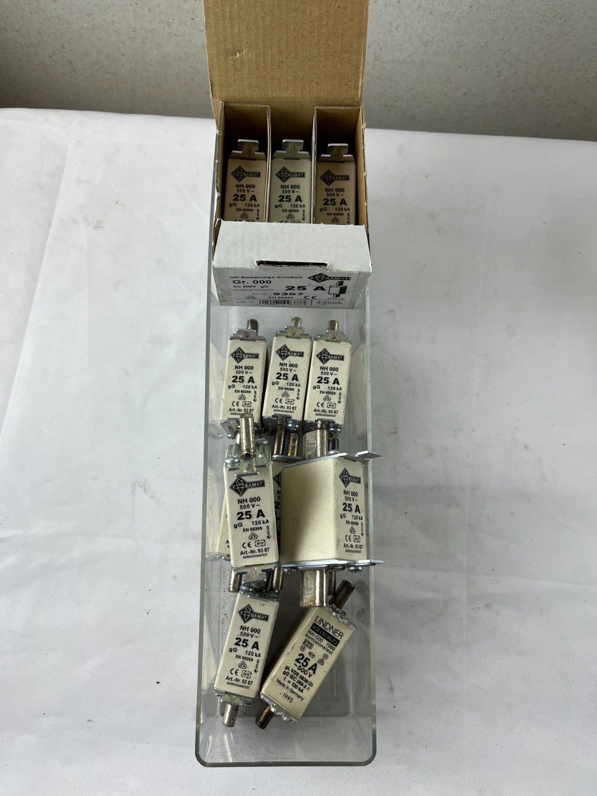 Lot 13x NH000 25A 500V gG Fuse Links Bals E‑BAMAT 9387 + Lindner Corrosion